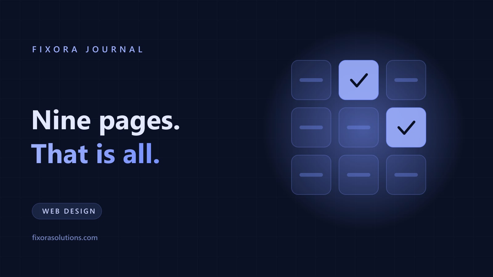 The nine pages a B2B website needs, Fixora Journal banner
