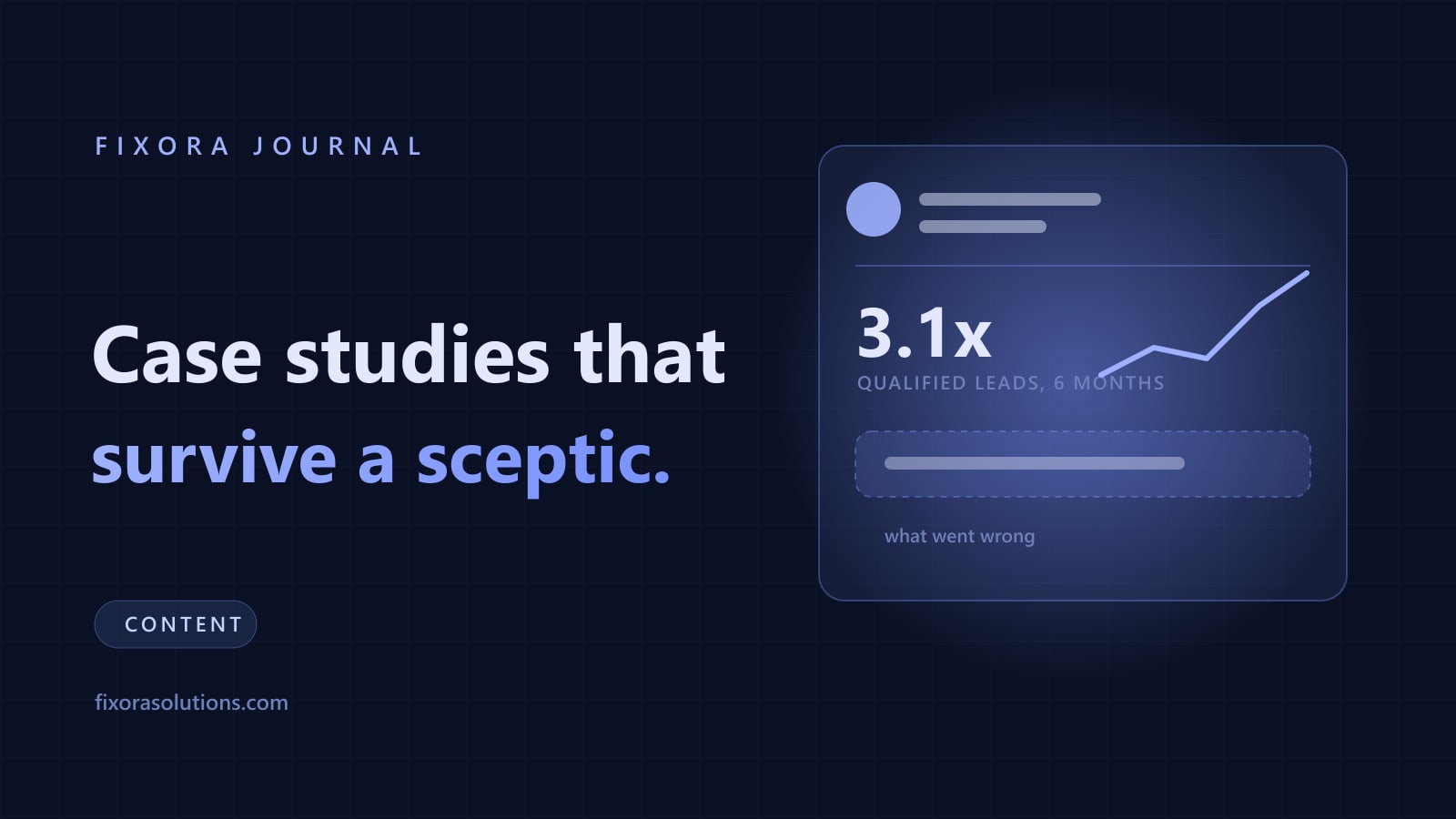 Case studies that convert, Fixora Journal banner