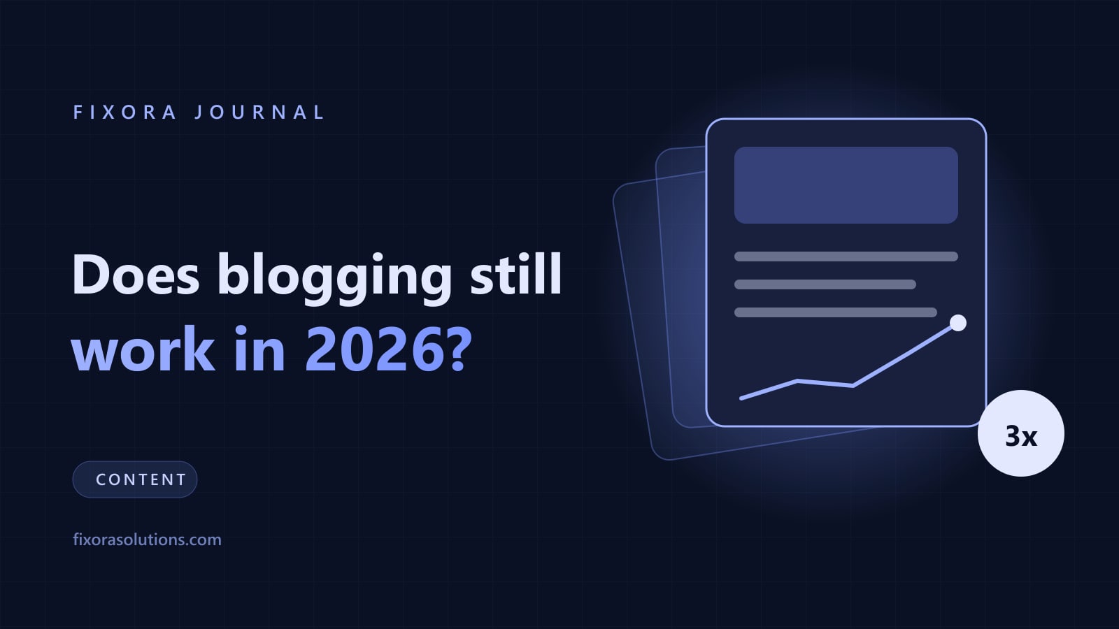 Does blogging still work in 2026, Fixora Journal banner