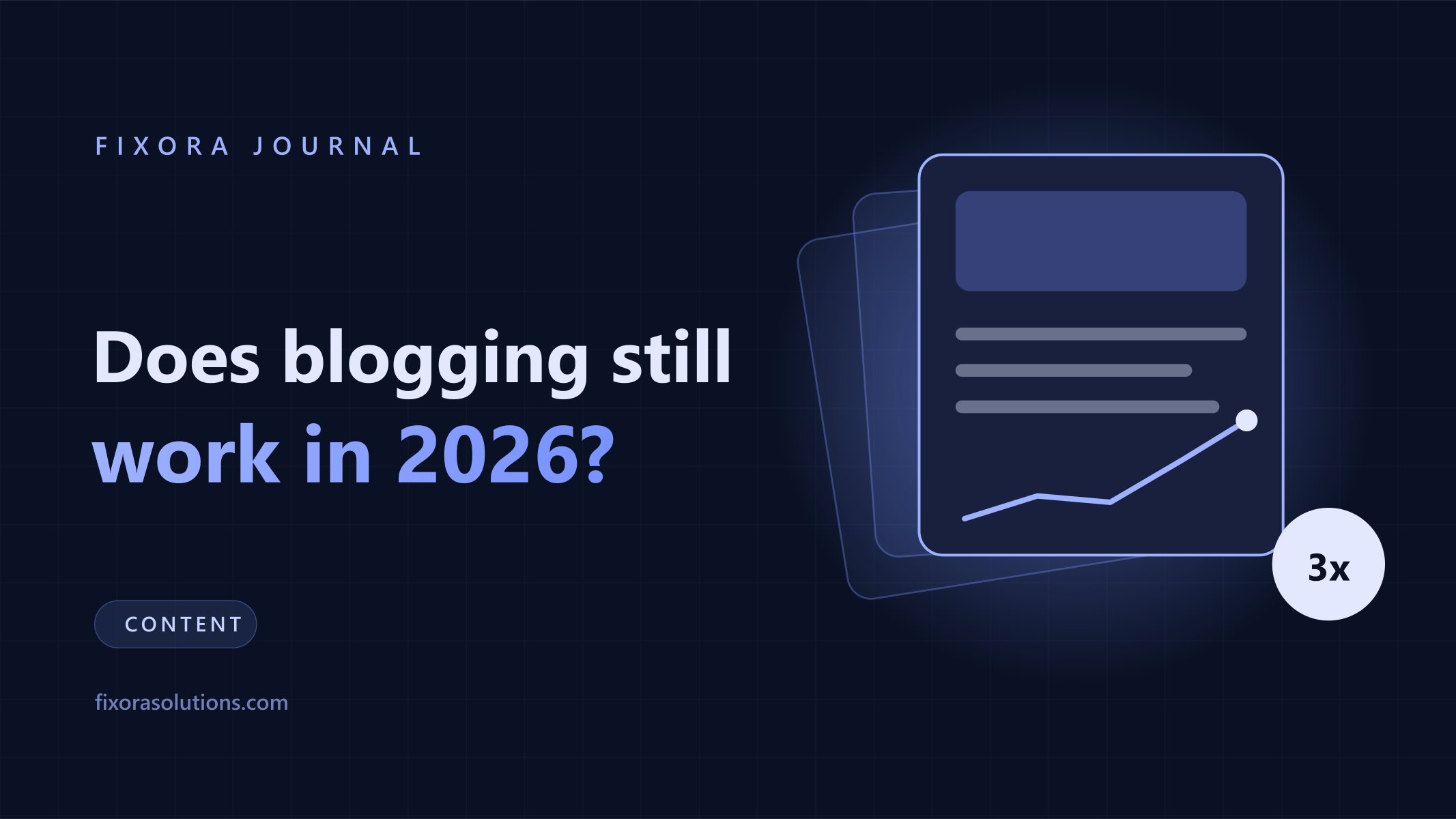 Does blogging still work in 2026, Fixora Journal banner