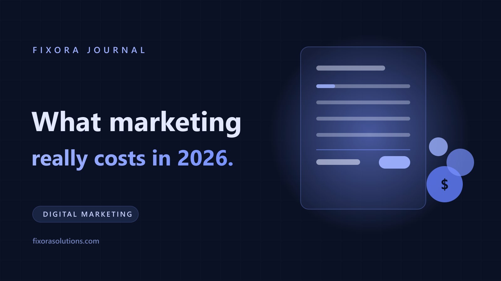 What marketing really costs in 2026, Fixora Journal banner