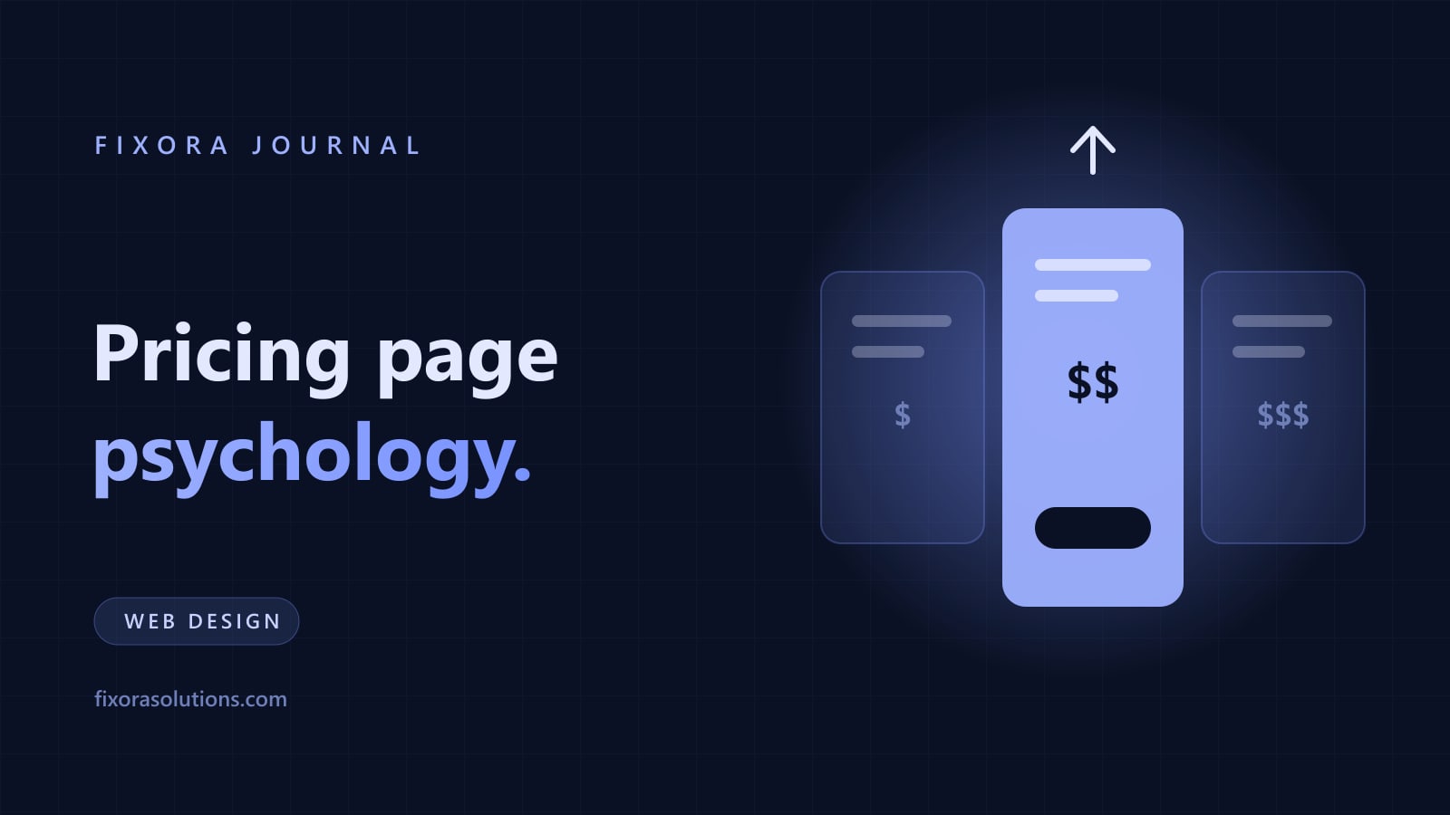 Pricing page psychology, Fixora Journal banner