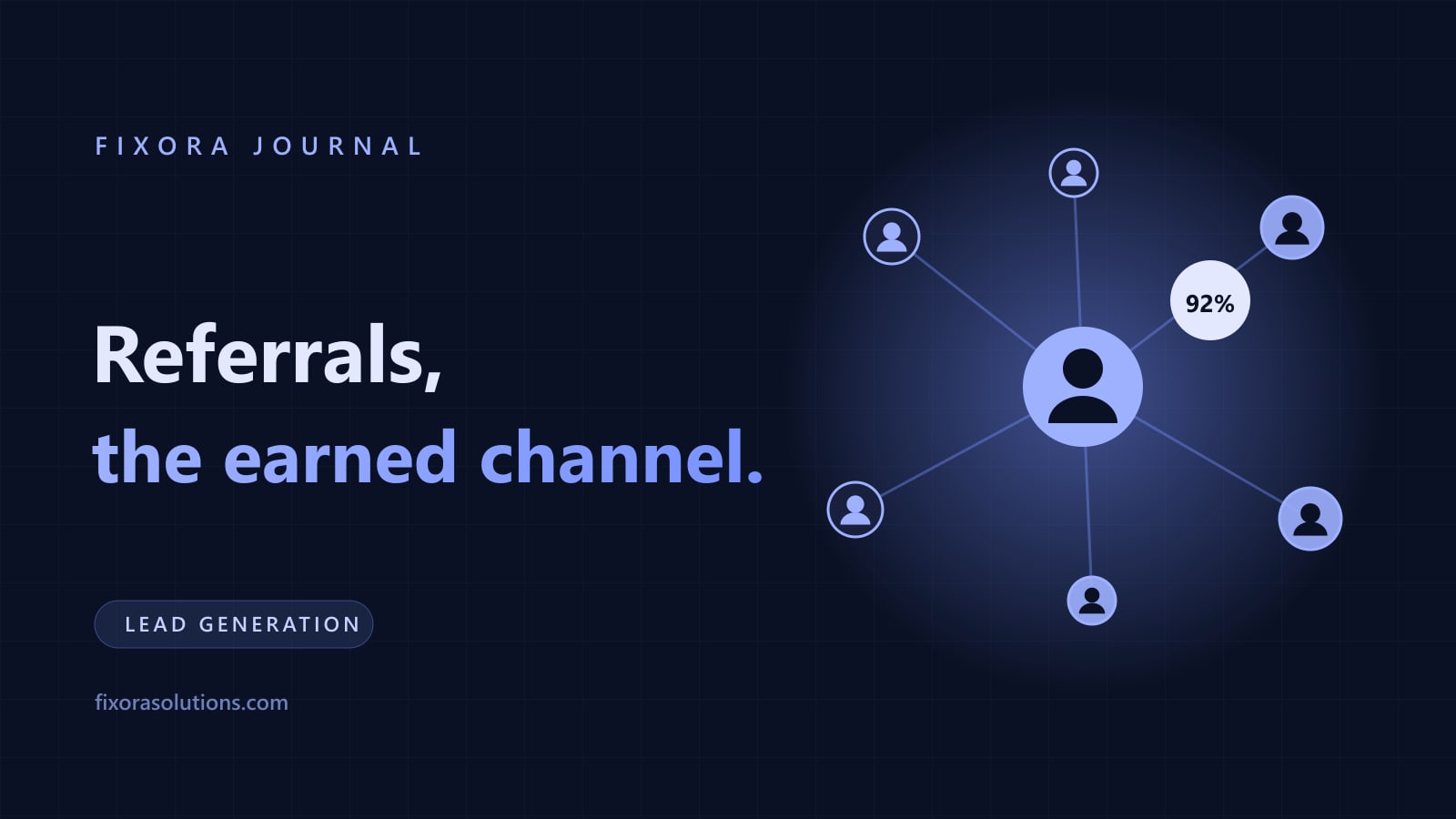 Referrals, the earned channel, Fixora Journal banner