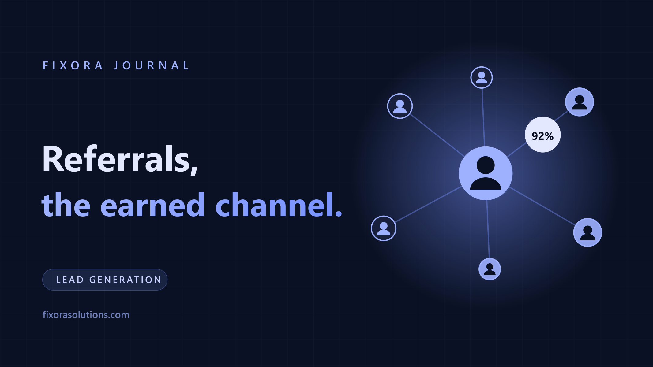 Referrals, the earned channel, Fixora Journal banner
