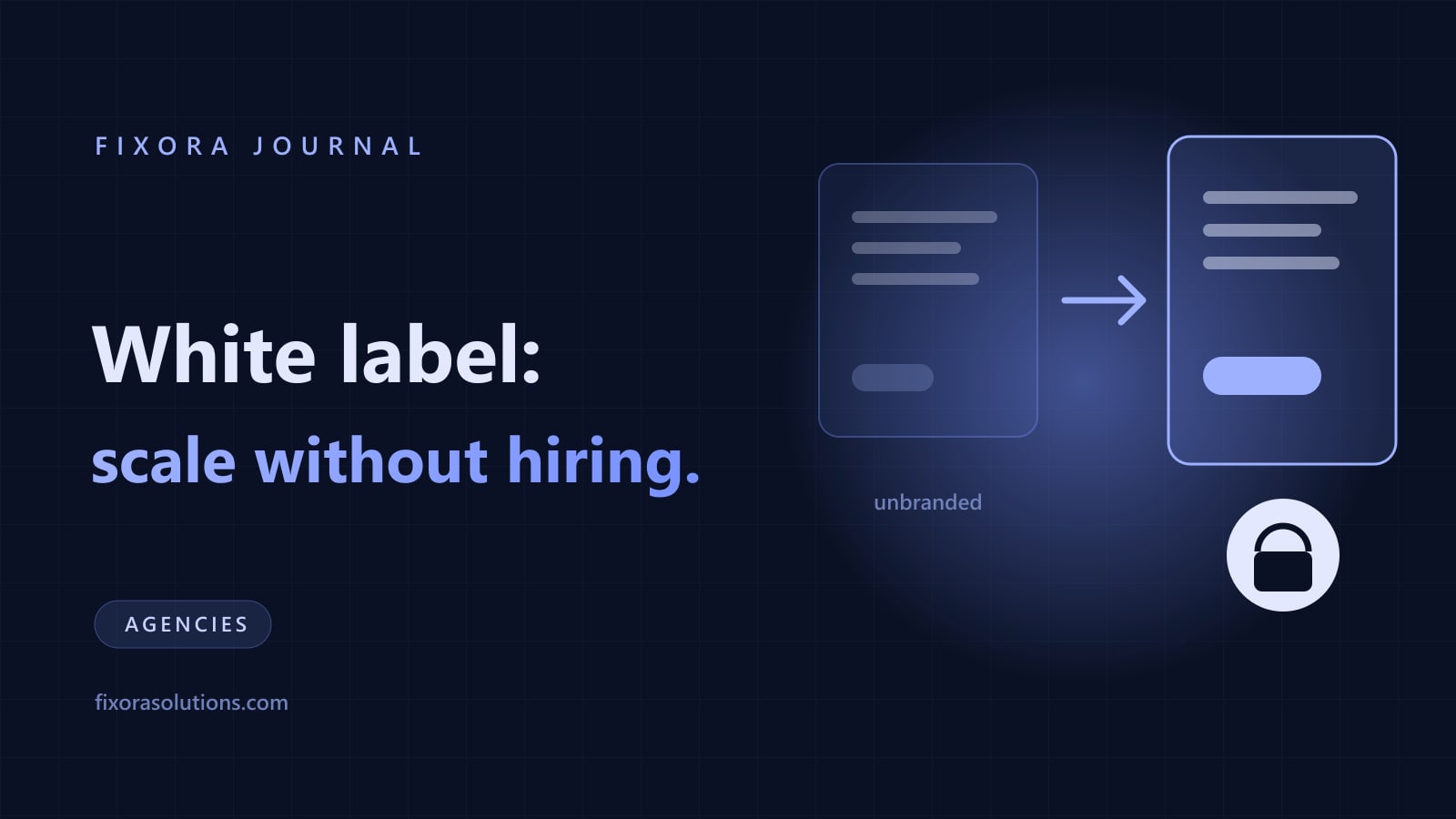 White label marketing partnerships, Fixora Journal banner