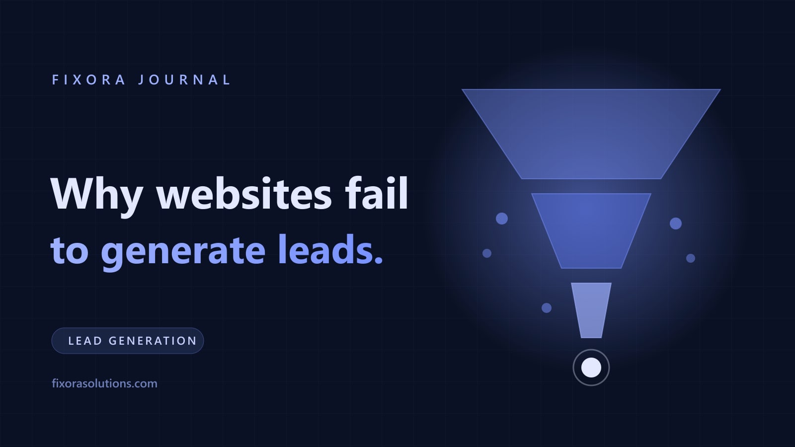 Why websites fail to generate leads, Fixora Journal banner