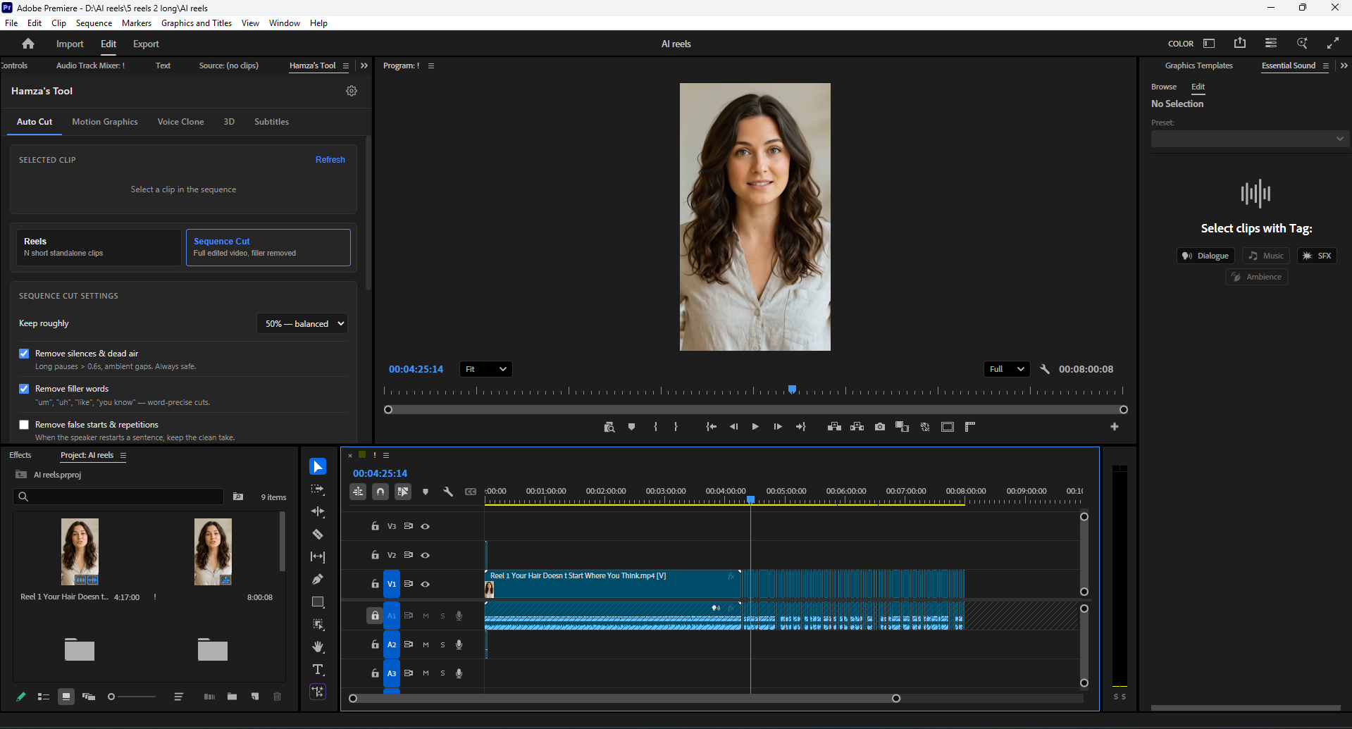 Ask AI extension panel running inside Adobe Premiere Pro