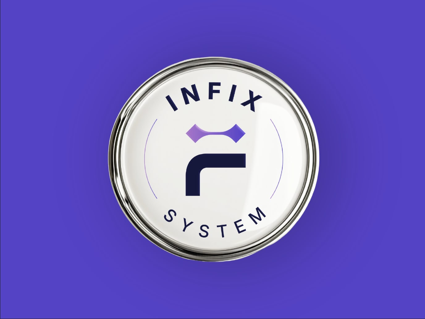 Infix System circular badge mockup with the logo in a ring lockup