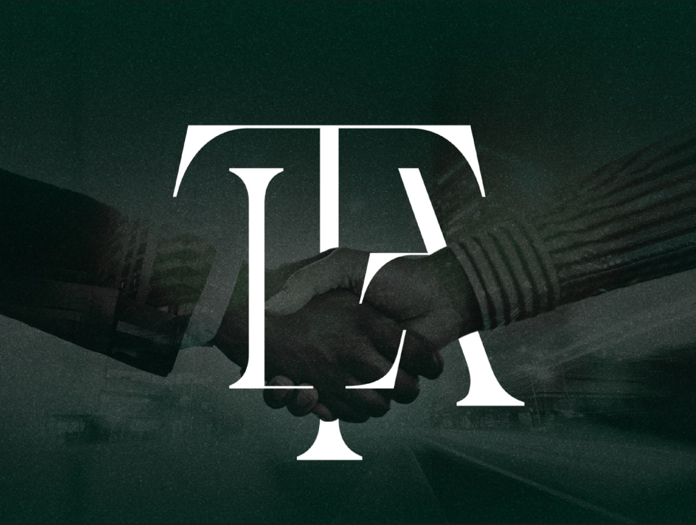 Lumina Talent Advisory TA monogram over a handshake photograph