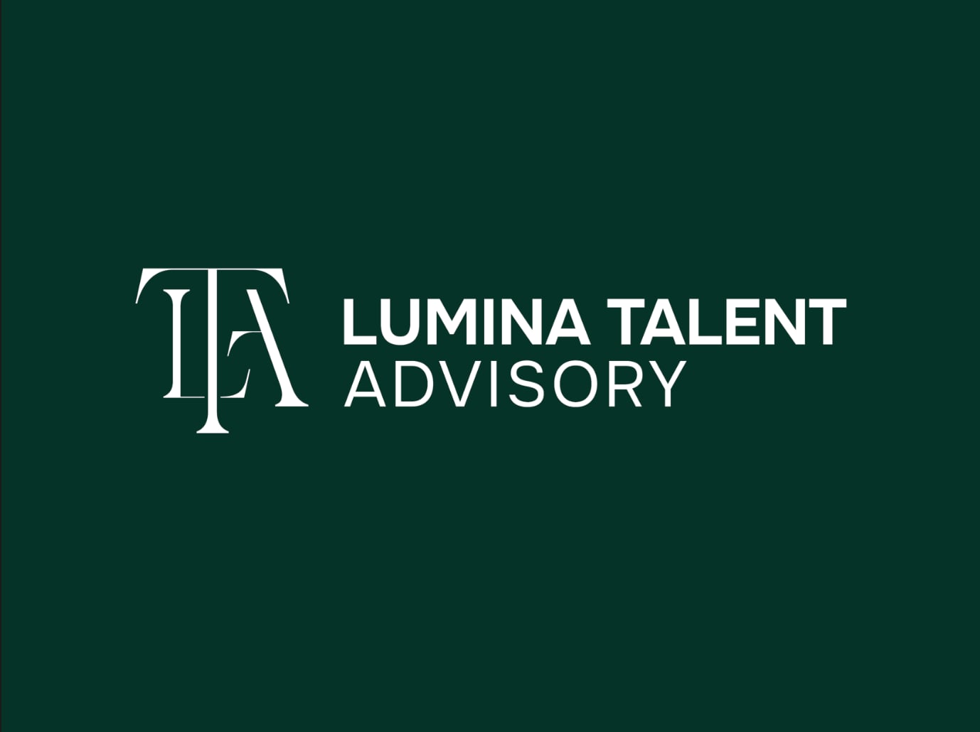 Lumina Talent Advisory primary logo lockup in white on deep green